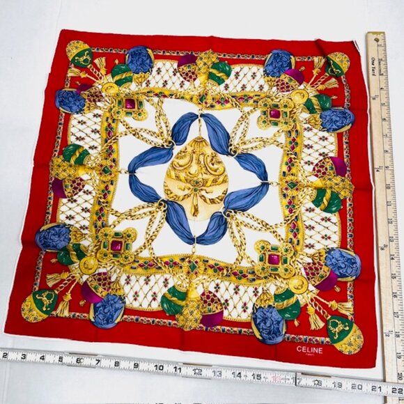 Set of 2 Unused  Cotton Mini Scarf 18" Oscar Dela Renta , 22" Celine Parise(29 - Picture 6 of 13